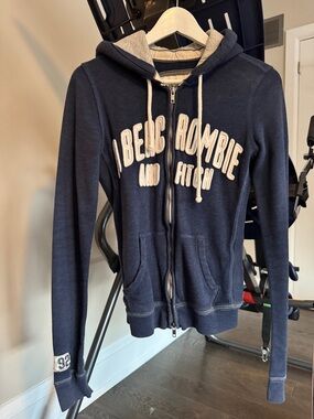 Abercrombie & Fitch Navy Blue Hooded Zip Sweatshirt